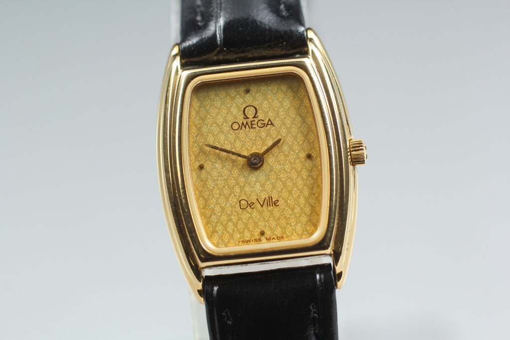 1984 Near MINT OMEGA De Ville 19mm 591.0299 Quartz Cal.1450 Gold Women's Vintage