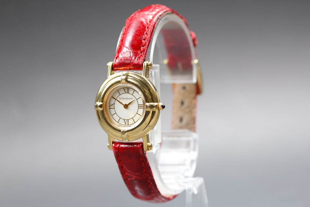 Yves Saint Laurent 5420-F46649 23mm White Roman Quartz Women's Vintage Exc+5