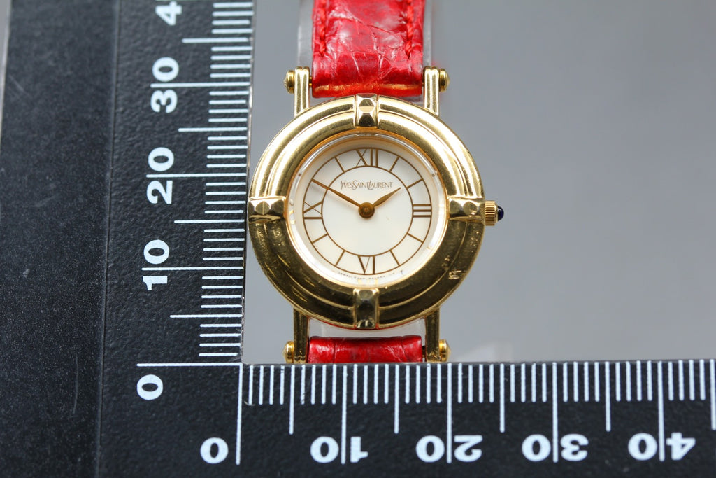 Yves Saint Laurent 5420-F46649 23mm White Roman Quartz Women's Vintage Exc+5