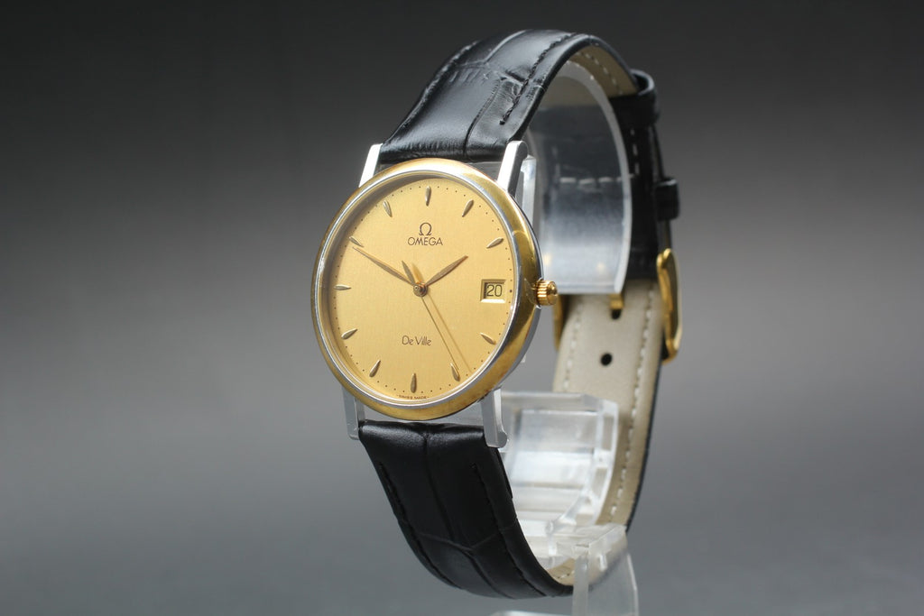 1990s Near MINT OMEGA De Ville 32mm 196.2432 Quartz Cal.1532 Gold Men's Vintage
