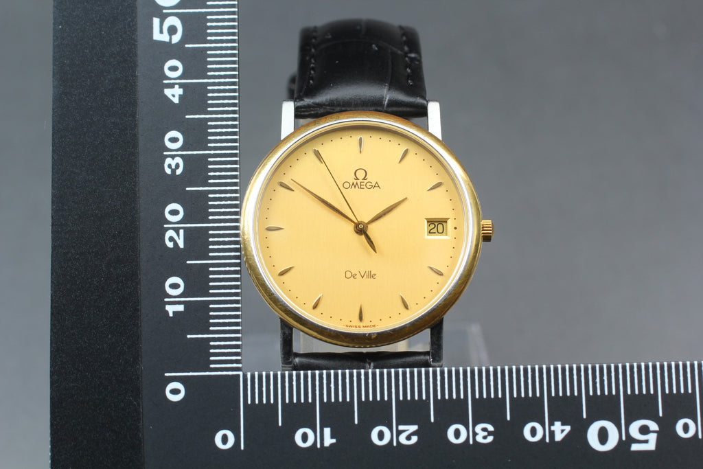 1990s Near MINT OMEGA De Ville 32mm 196.2432 Quartz Cal.1532 Gold Men's Vintage