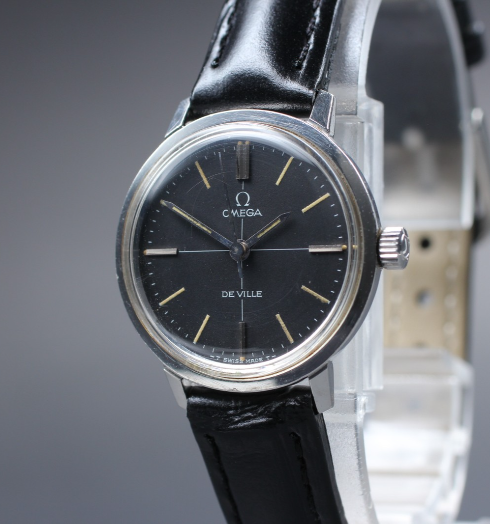 Near MINT OMEGA Seamaster De Ville TOOL.102 25mm Manual Black Women's Vintage