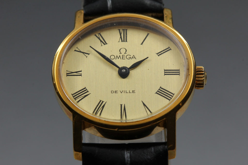 1977 Near MINT OMEGA De Ville 24mm 511.0508 Manual Gold Roman Women's Vintage