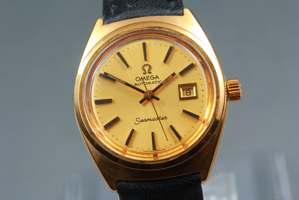 1974 Near MINT OMEGA Seamaster 26mm 566.0089 Automatic Gold Dial Women's Vintage