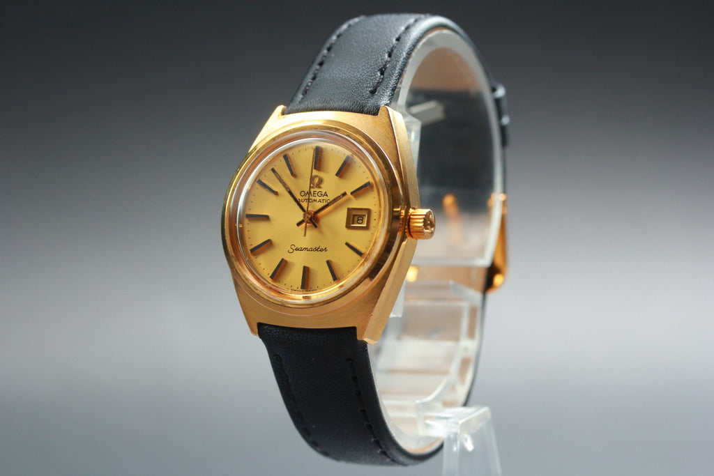 1974 Near MINT OMEGA Seamaster 26mm 566.0089 Automatic Gold Dial Women's Vintage