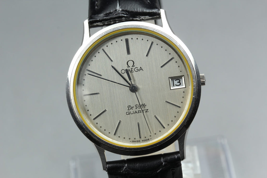 1979 Near MINT OMEGA De Ville 33mm 196.0158 Quartz Silver Dial Men's Vintage