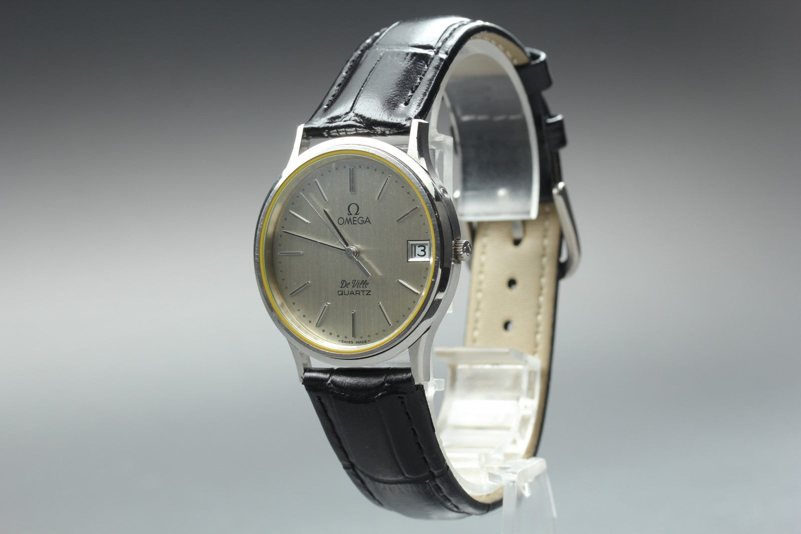 1979 Near MINT OMEGA De Ville 33mm 196.0158 Quartz Silver Dial Men's Vintage