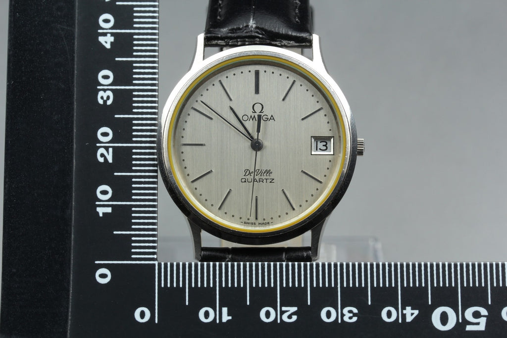 1979 Near MINT OMEGA De Ville 33mm 196.0158 Quartz Silver Dial Men's Vintage