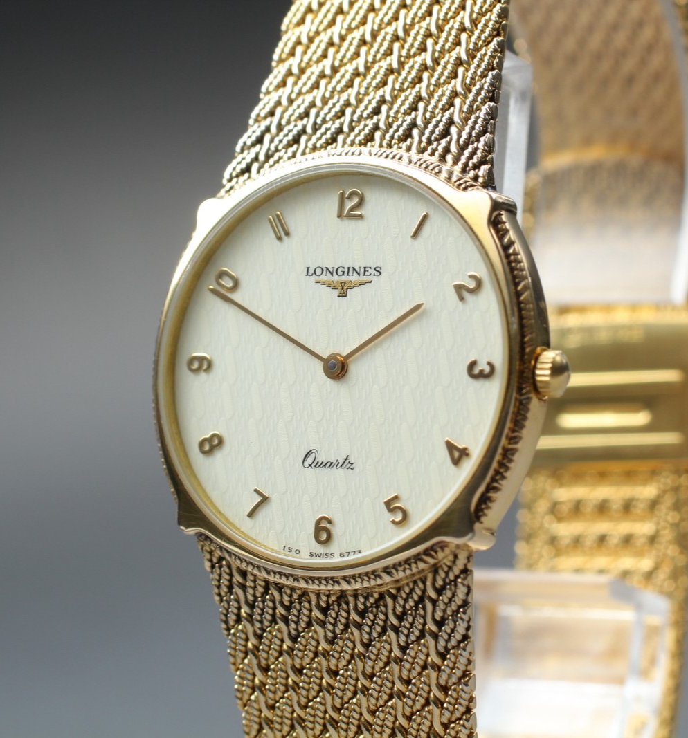Near MINT LONGINES 150 6773 30mm Quartz L150.2 Gold Dial Men's Watch Vintage