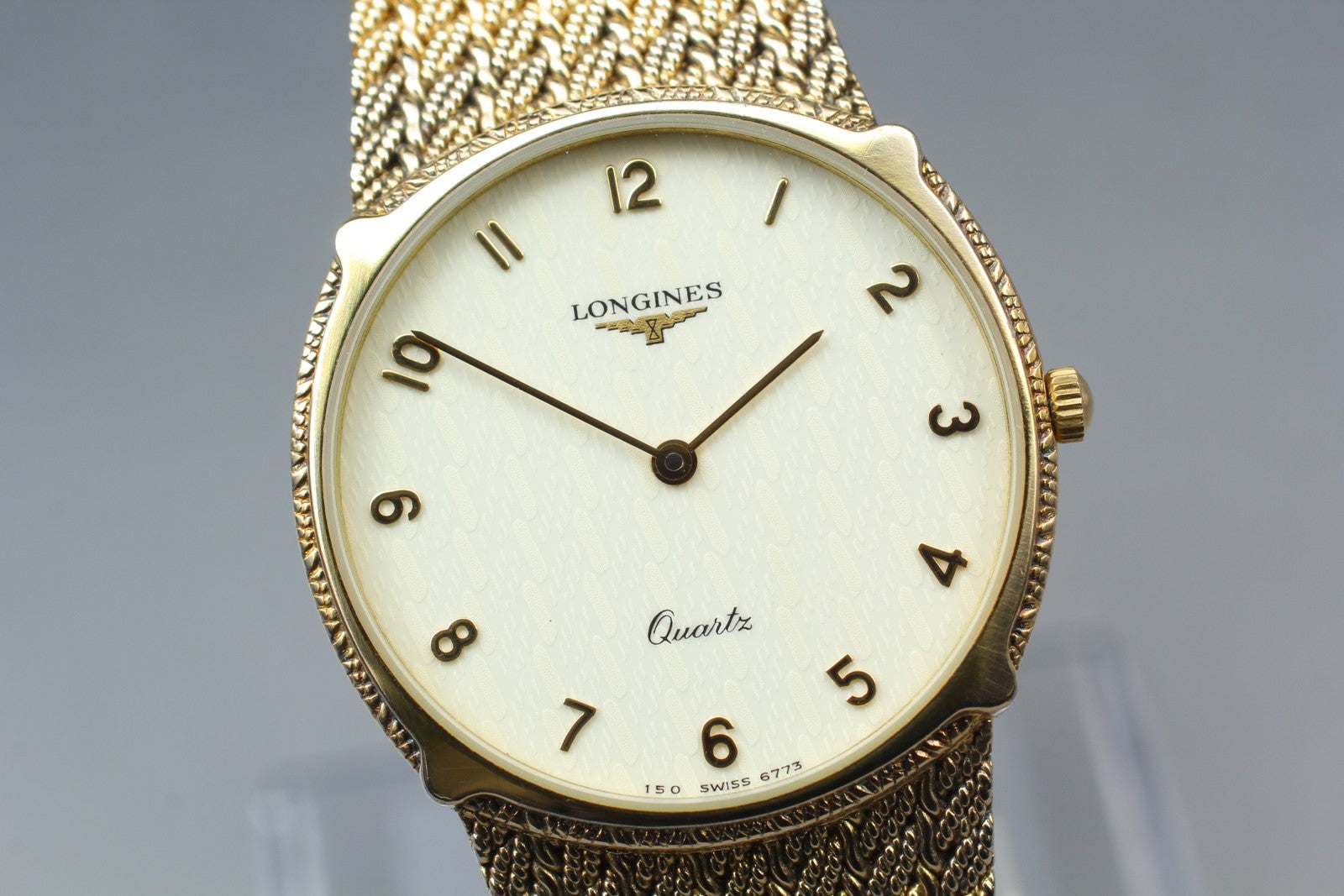 Near MINT LONGINES 150 6773 30mm Quartz L150.2 Gold Dial Men's Watch Vintage