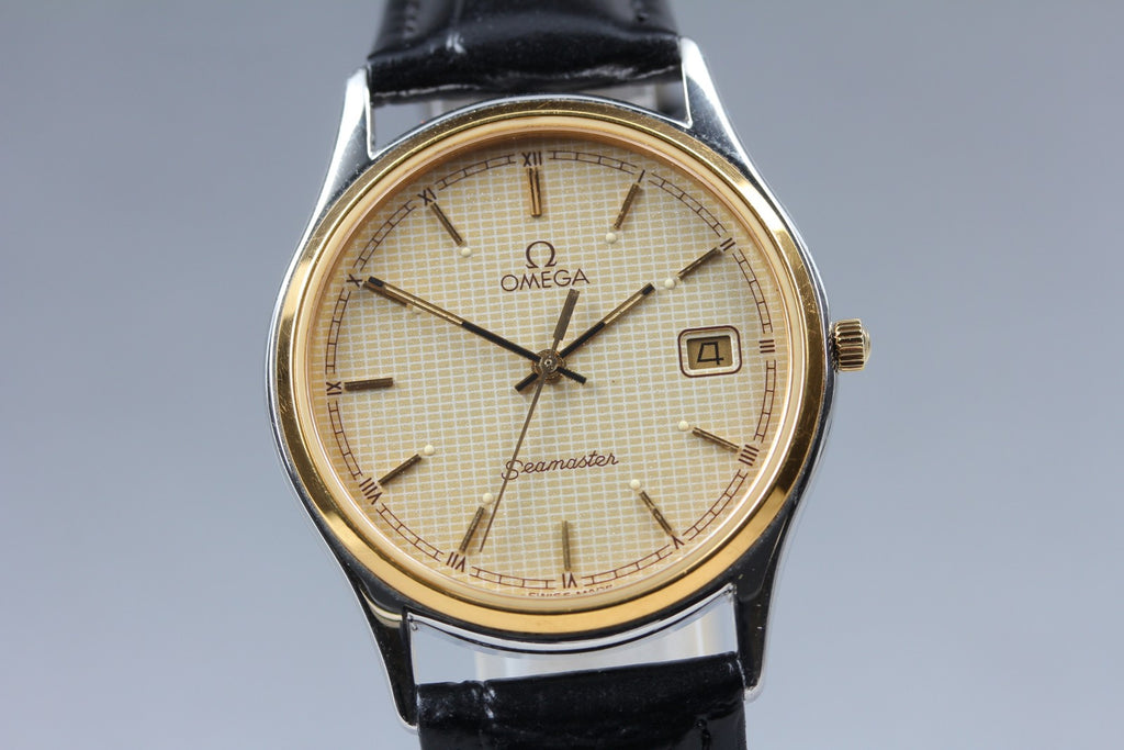 1987 Near MINT OMEGA Seamaster 33mm 196.0251 Quartz Gold Roman Men's Vintage