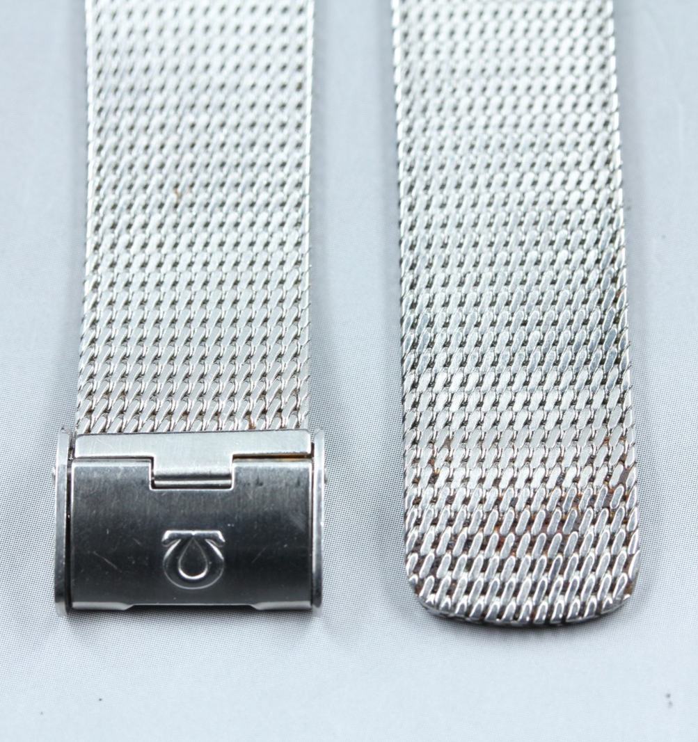 Near MINT OMEGA Milanese/Mesh Band 2038 18mm Stainless Steel Silver Men Vintage