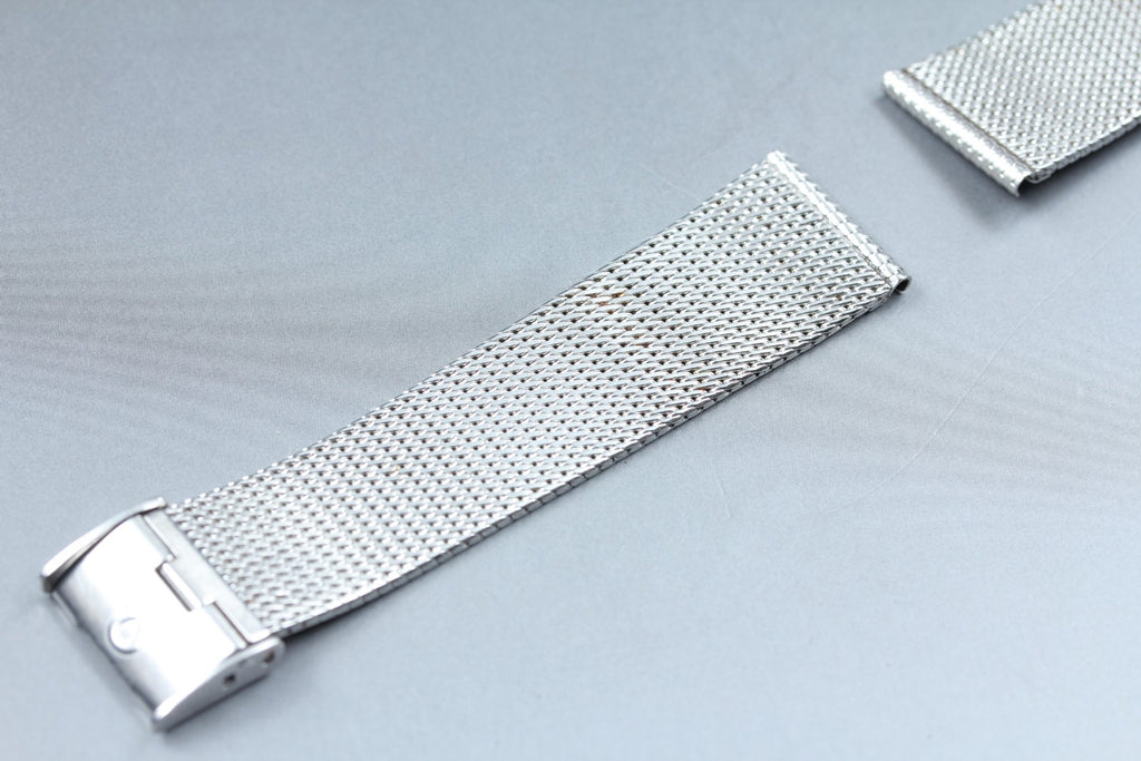 Near MINT OMEGA Milanese/Mesh Band 2038 18mm Stainless Steel Silver Men Vintage