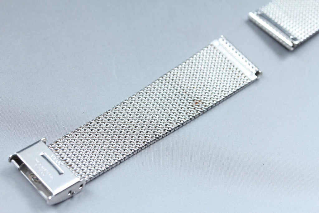 Near MINT OMEGA Milanese/Mesh Band 2038 18mm Stainless Steel Silver Men Vintage