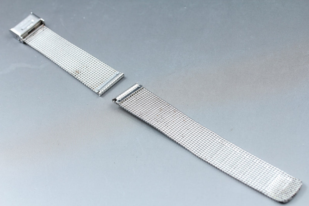 Near MINT OMEGA Milanese/Mesh Band 2038 18mm Stainless Steel Silver Men Vintage