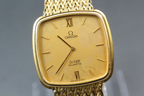 1984 OMEGA De Ville 31mm 191.134 Quartz Cal.1365 Gold Roman Men's Vintage Exc+5