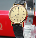 1978 Top MINT/Box OMEGA De Ville 24mm 591.0044 Quartz Gold Dial Women's Vintage