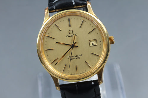 1977 OMEGA Seamaster 36mm 196.0106 Quartz Cal.1342 Gold Dial Men's Vintage Exc+5