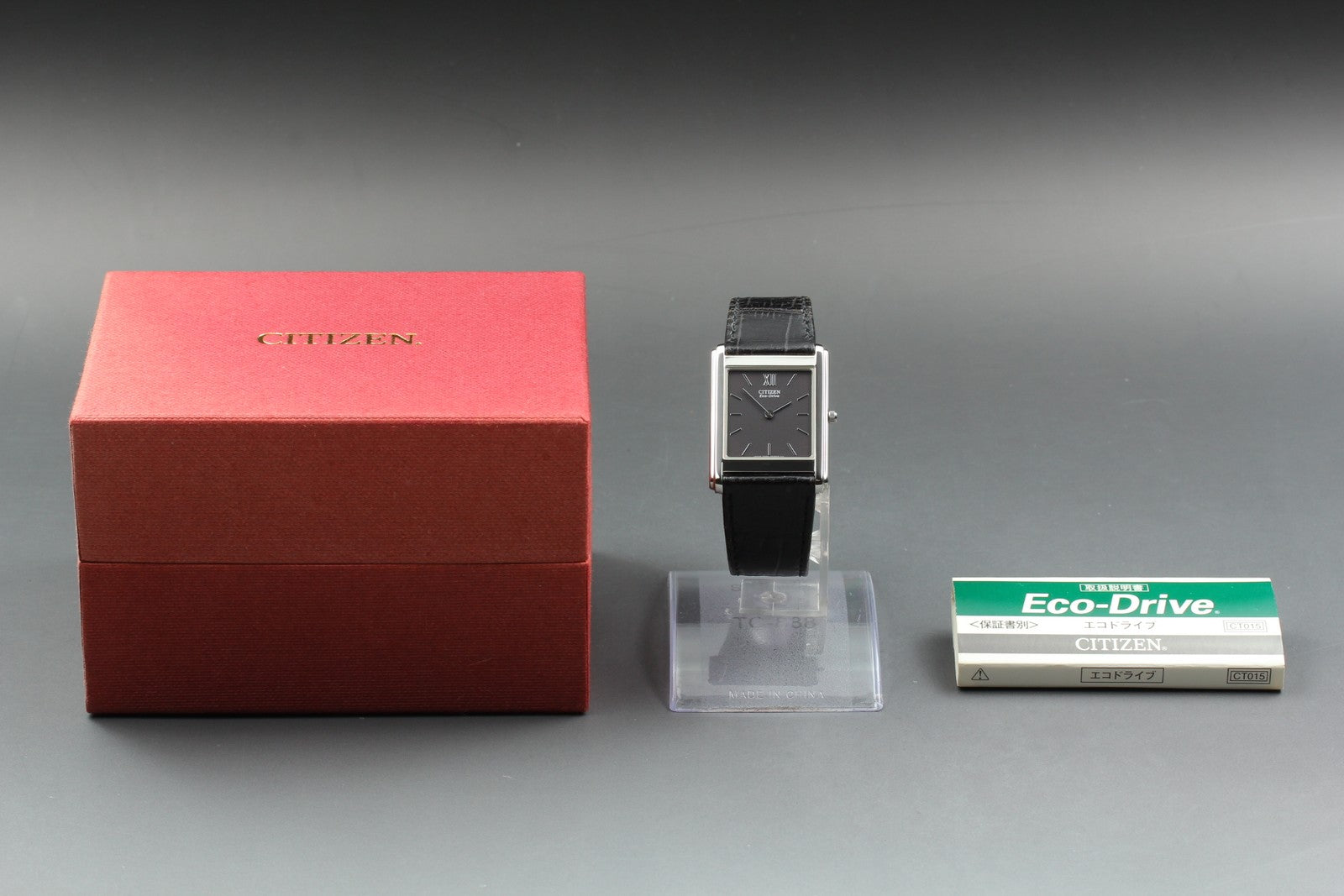 MINT/Box CITIZEN Stiletto Eco-Drive G820-T011667 27mm Black Roman Tank Men's