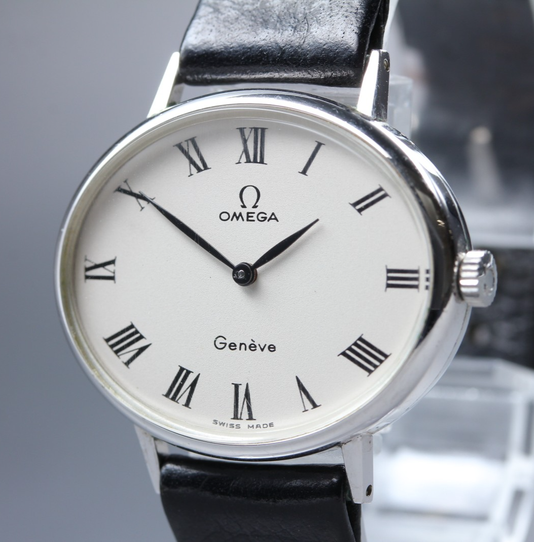 1972 Near MINT OMEGA Geneve 32mm 511.417 Manual White Roman Dial Unisex Vintage