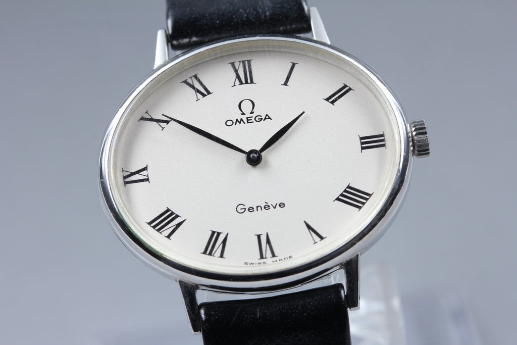 1972 Near MINT OMEGA Geneve 32mm 511.417 Manual White Roman Dial Unisex Vintage