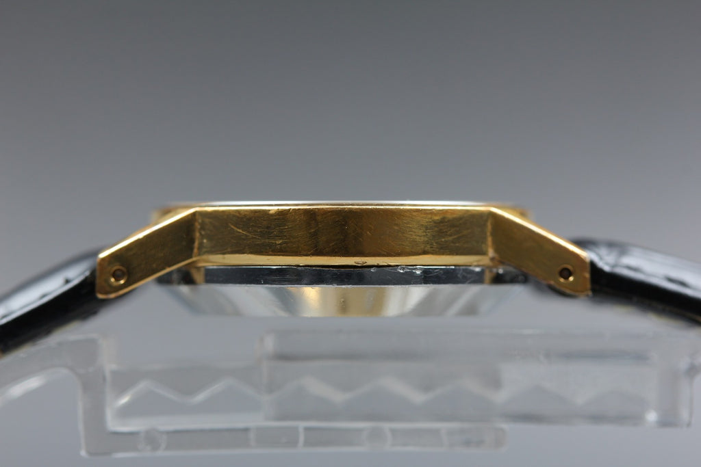 1981 Near MINT OMEGA De Ville 24mm Ref.591.0044 Quartz Gold Dial Women's Vintage