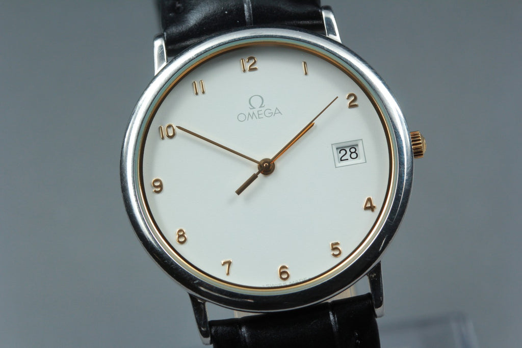 1988 Near MINT/Box, Paper OMEGA De Ville 32mm 196.0312.1 Quartz Men's Vintage