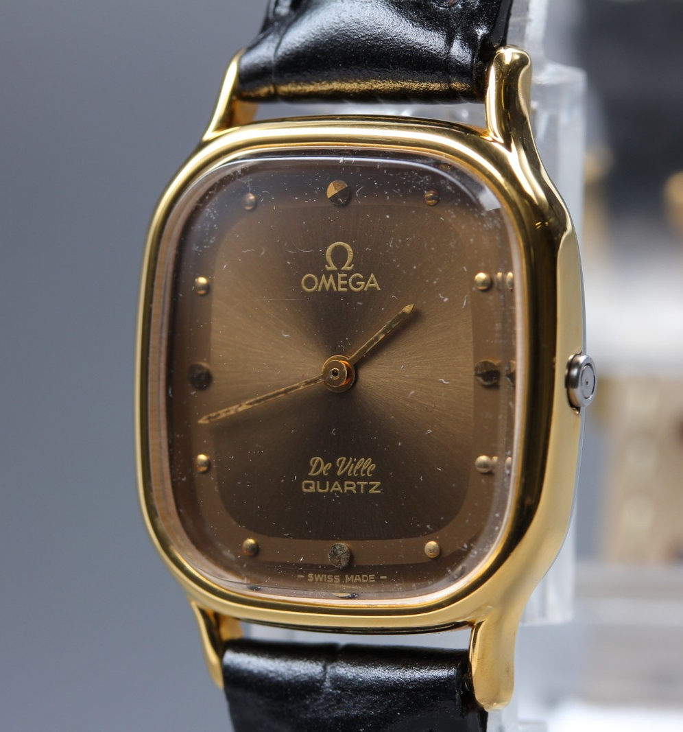 1978 Near MINT OMEGA De Ville 22mm 591.0084 Quartz Brown Dial Women's Vintage