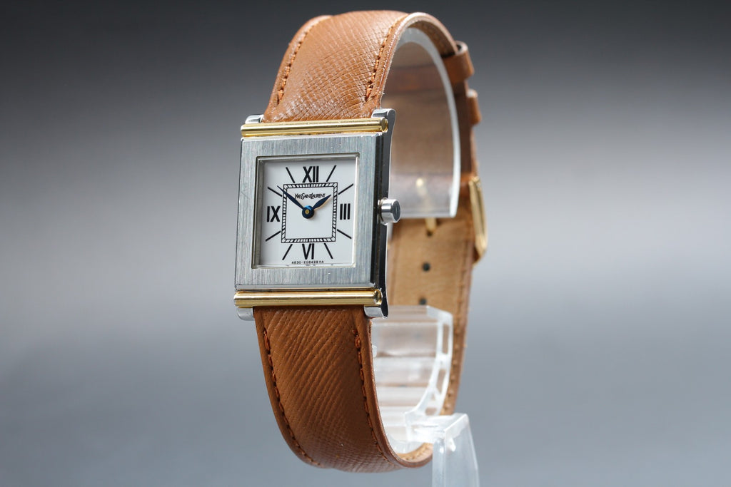 Yves Saint Laurent 4625-E68621 24mm Quartz White Roman Dial Women Vintage Exc+5