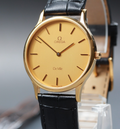 Serviced 1984 Near MINT OMEGA De Ville 32mm 195.0039 Quartz Gold Men's Vintage