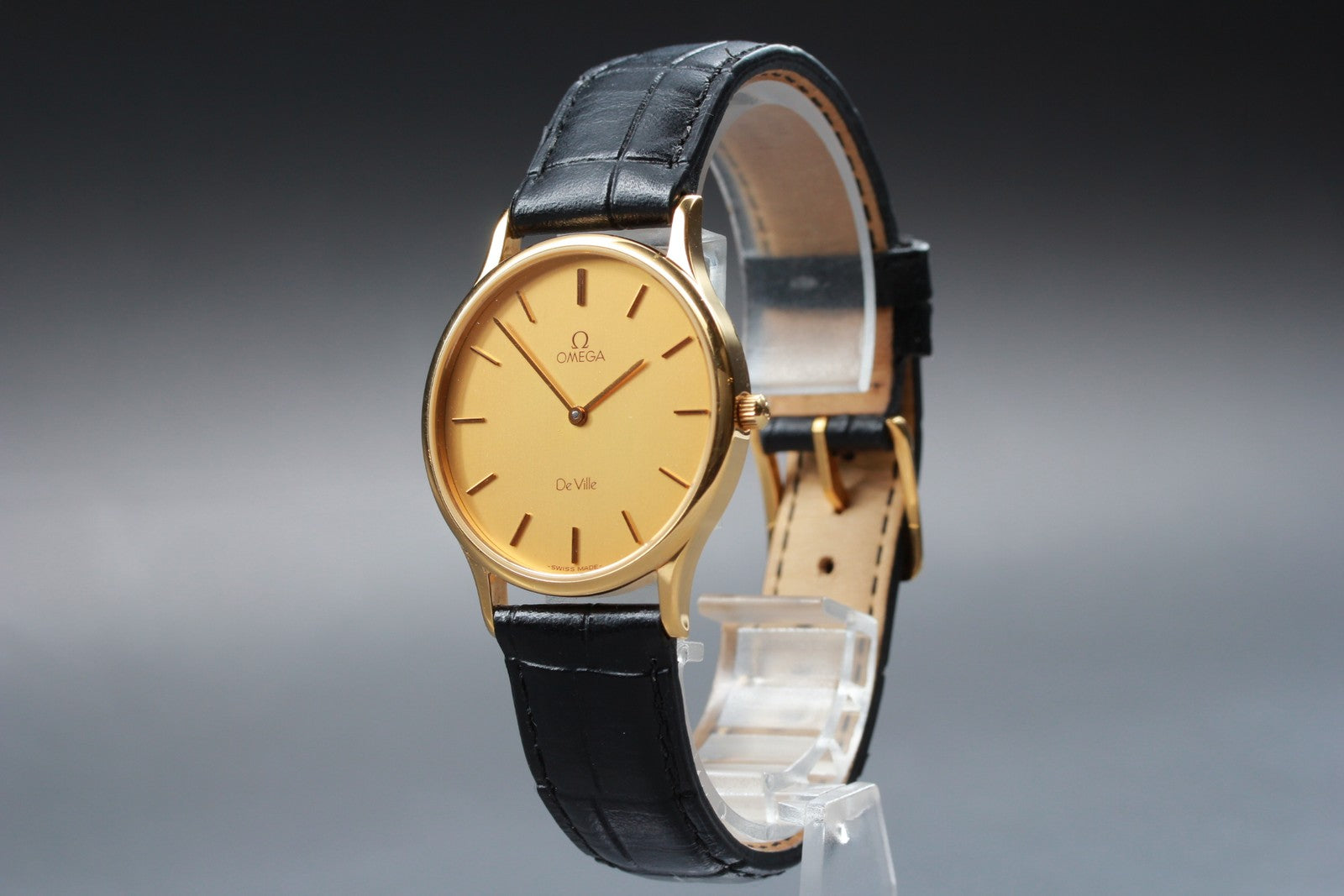 Serviced 1984 Near MINT OMEGA De Ville 32mm 195.0039 Quartz Gold Men's Vintage
