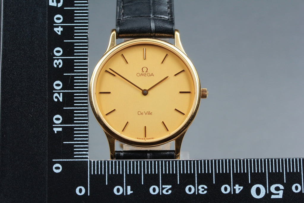 Serviced 1984 Near MINT OMEGA De Ville 32mm 195.0039 Quartz Gold Men's Vintage