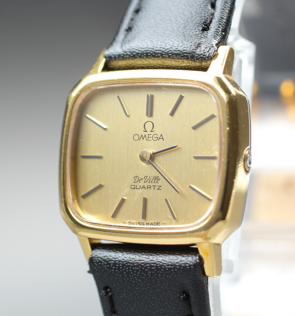 1978 New MINT OMEGA De Ville 23mm 591.0049 Quartz Cal.1350 Gold Women's Vintage