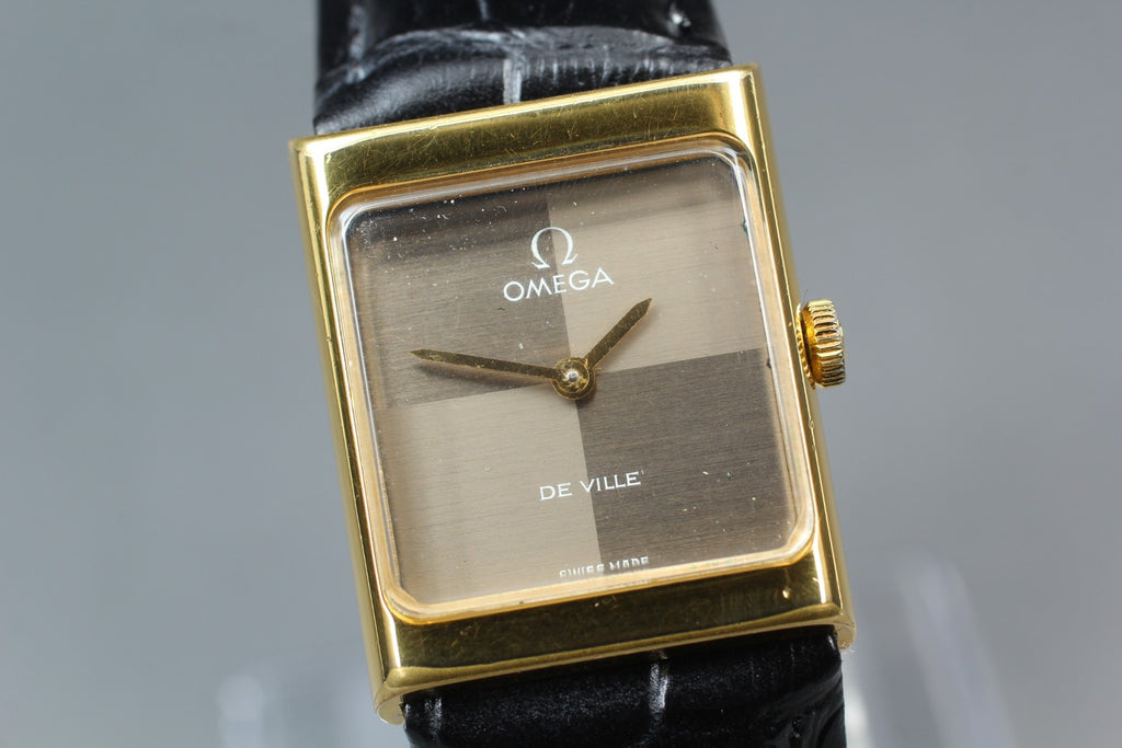 1972 Near MINT OMEGA De Ville 23mm 511.0427 Manual Gold Dial Tank Women Vintage