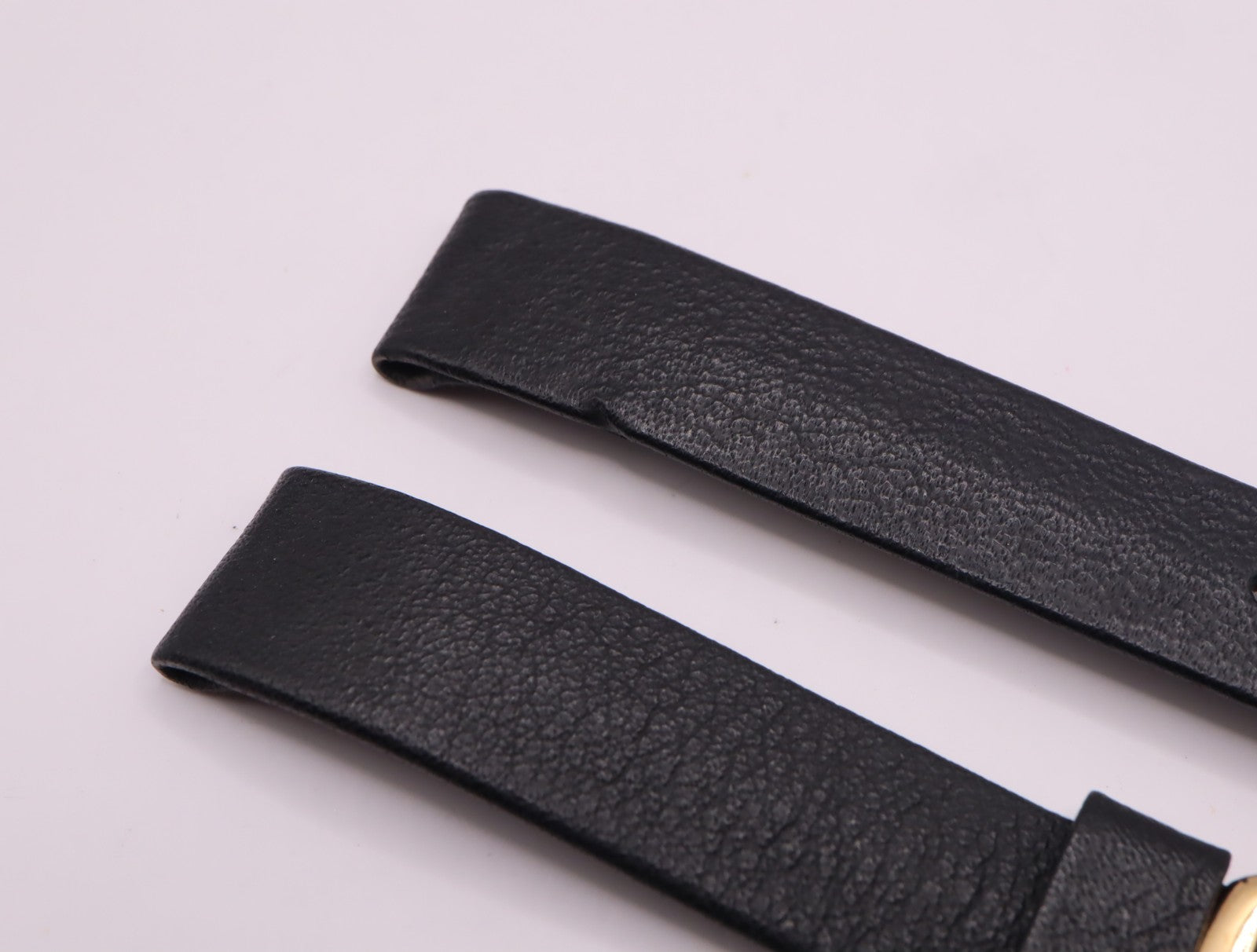 OMEGA Vintage Genuine Black Leather Strap 15mm Watch Band Gold Buckle Men's