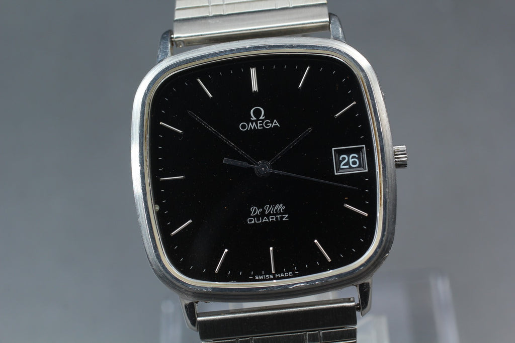 1979 Near MINT OMEGA De Ville 33mm 192.0042 Quartz Black Dial Men's Vintage