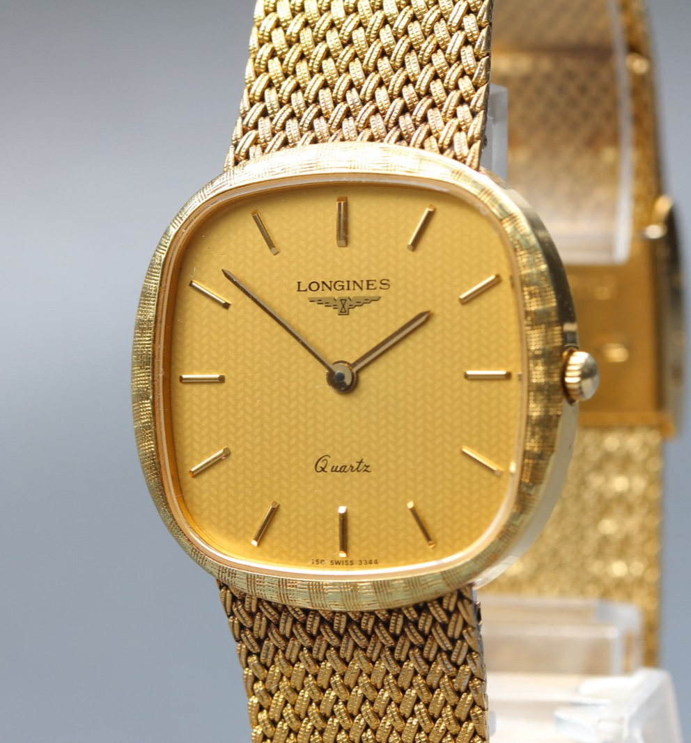 Near MINT LONGINES 150 3344 30mm Quartz L150.4 Gold Dial Men's Watch Vintage