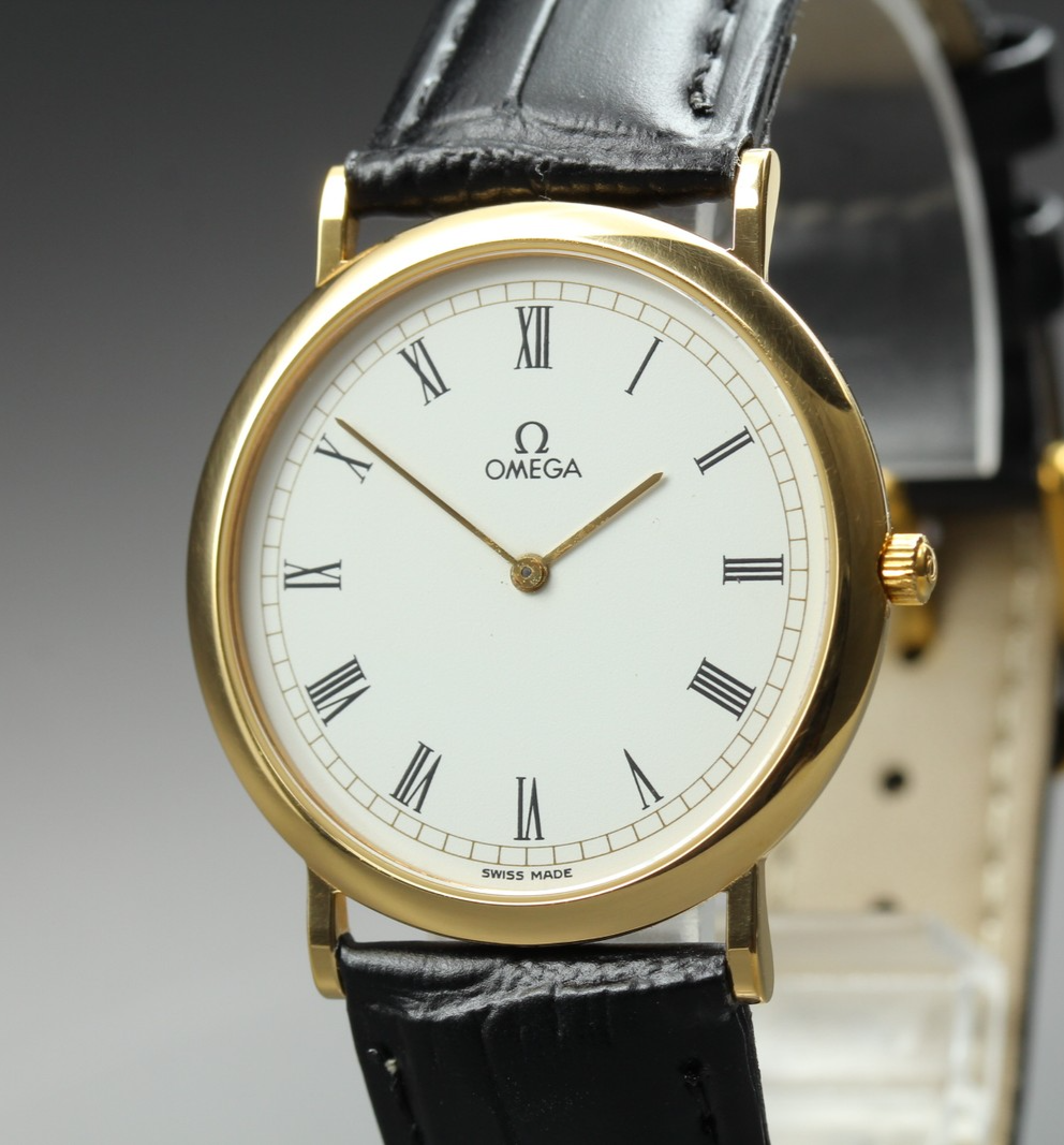 1991 Near MINT OMEGA 32mm De Ville 195.0075.2 Quartz White Roman Men's Vintage