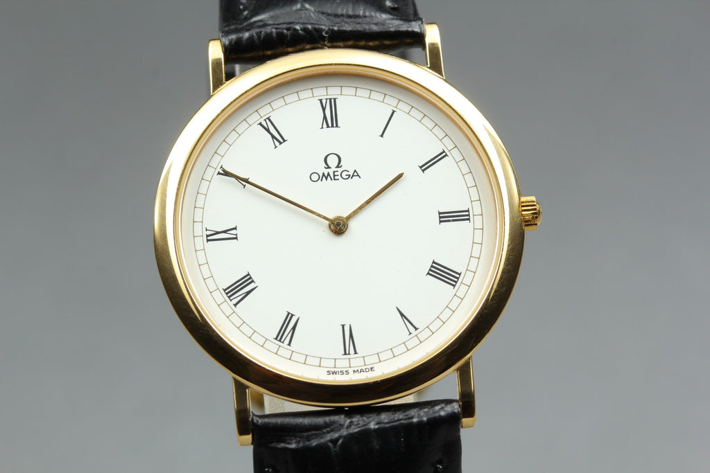 1991 Near MINT OMEGA 32mm De Ville 195.0075.2 Quartz White Roman Men's Vintage