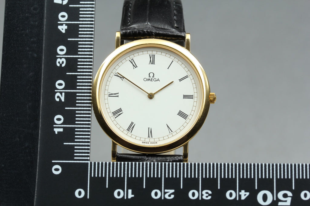 1991 Near MINT OMEGA 32mm De Ville 195.0075.2 Quartz White Roman Men's Vintage
