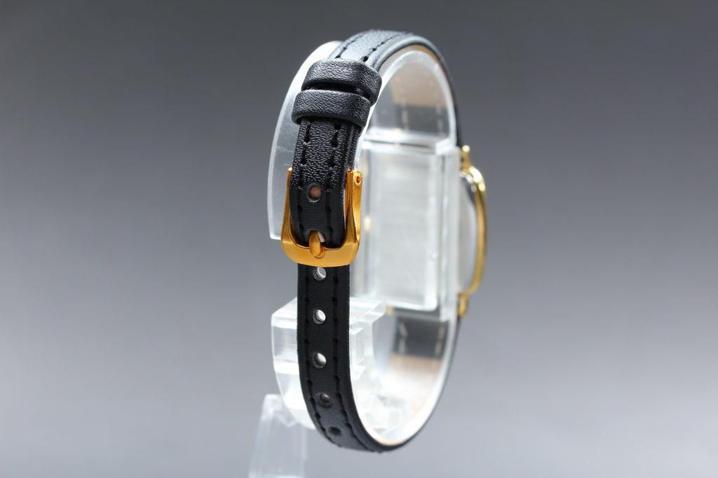 1987 Near MINT OMEGA De Ville 18mm 595.0099 Quartz Gold Dial Women's Vintage