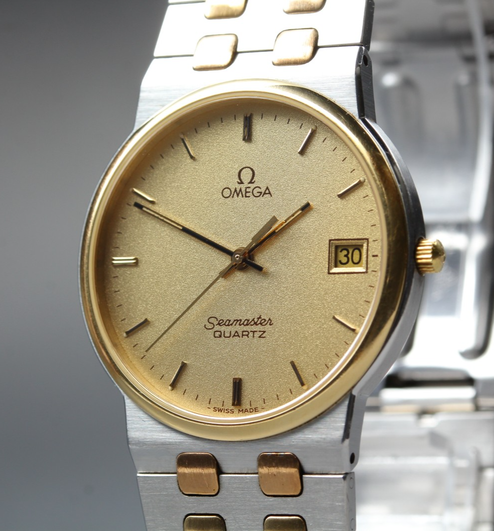 1984 Near MINT OMEGA Seamaster 33mm 196.0277 Quartz Cal.1432 Gold Men's Vintage