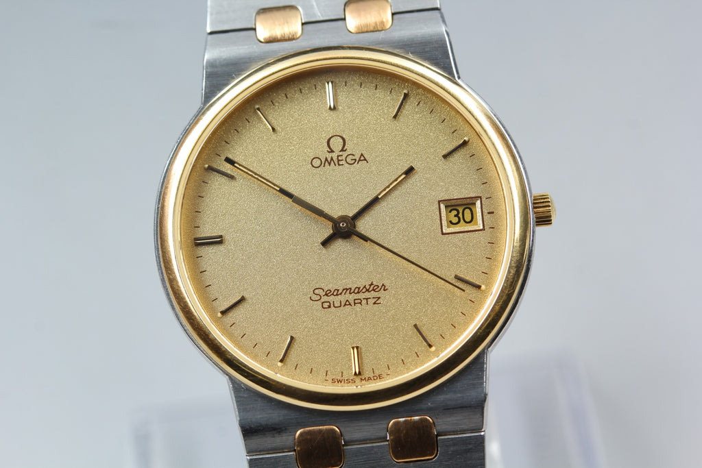 1984 Near MINT OMEGA Seamaster 33mm 196.0277 Quartz Cal.1432 Gold Men's Vintage