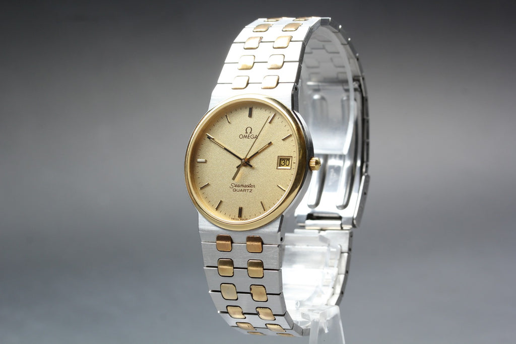 1984 Near MINT OMEGA Seamaster 33mm 196.0277 Quartz Cal.1432 Gold Men's Vintage