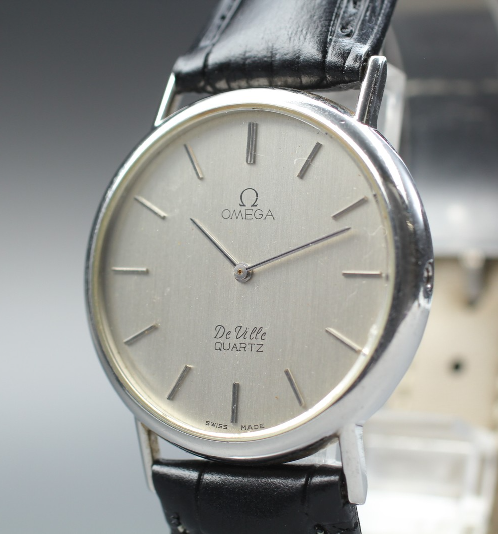 1978 Near MINT OMEGA De Ville 33mm 191.0092 Quartz Silver Dial Men's Vintage