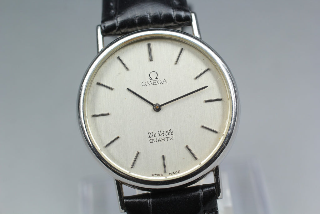1978 Near MINT OMEGA De Ville 33mm 191.0092 Quartz Silver Dial Men's Vintage