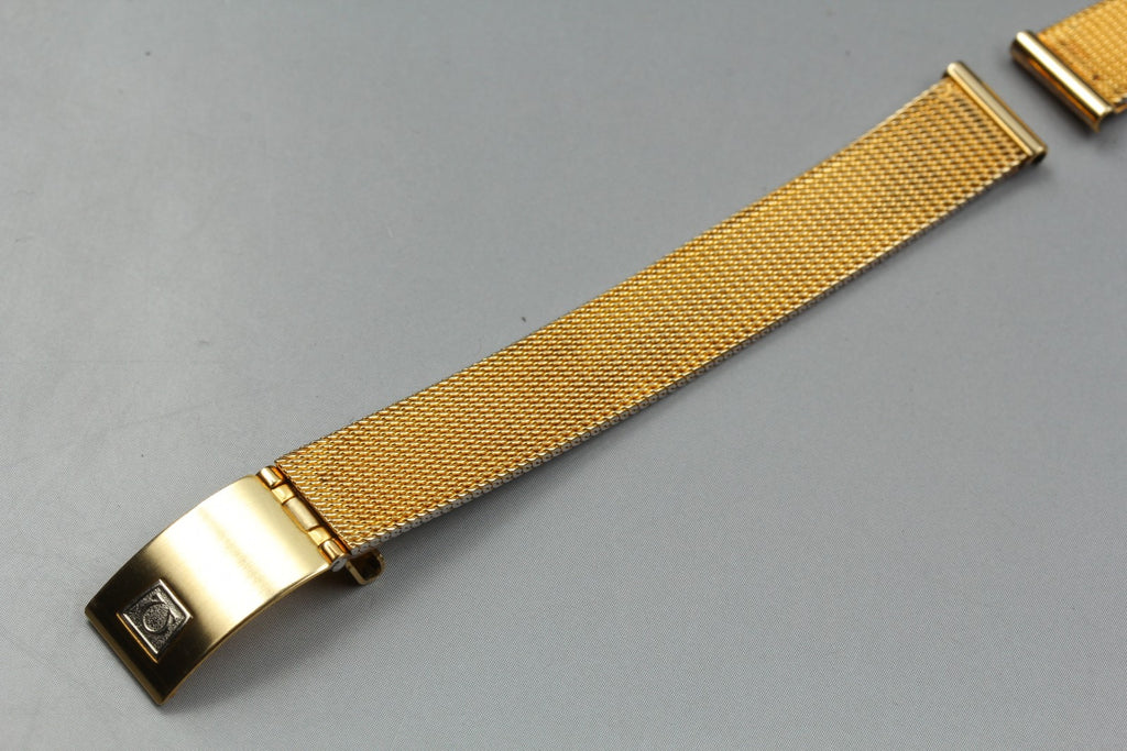 Near MINT OMEGA Milanese/Mesh Band 6019 11mm Gold Plated Bracelet Women Vintage