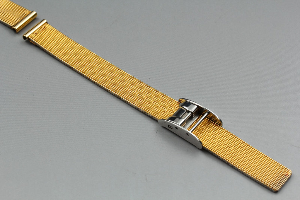 Near MINT OMEGA Milanese/Mesh Band 6019 11mm Gold Plated Bracelet Women Vintage