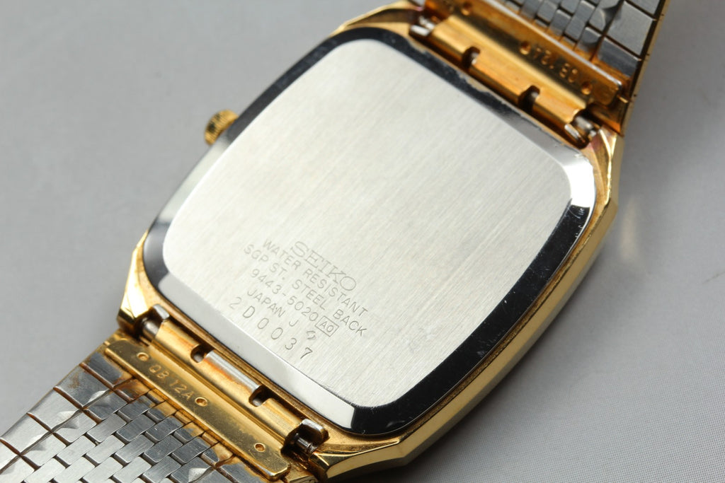 1982 Near MINT SEIKO King twin Quartz 32mm 9443-5020 Gold Dial Men's Vintage