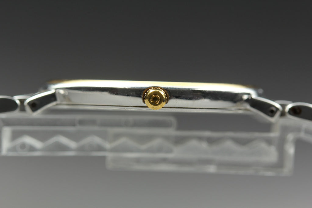 1993 Near MINT OMEGA De Ville 32mm 395.2378 Quartz SS Gold Dial Men's Vintage